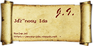 Jánosy Ida névjegykártya